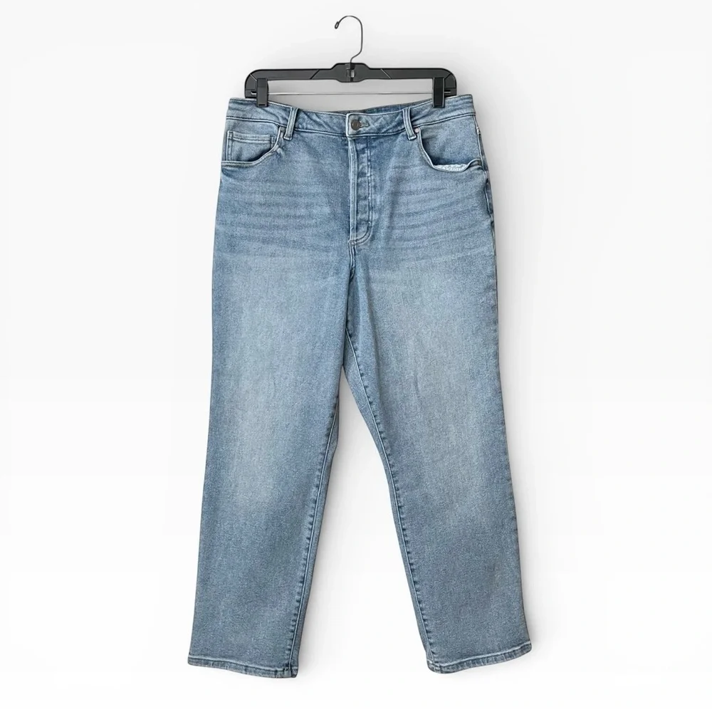 Grace & Lace Boyfriend High Rise Ankle Jeans Women's Size 16 Light Wash Stretch - Picture 2 of 5